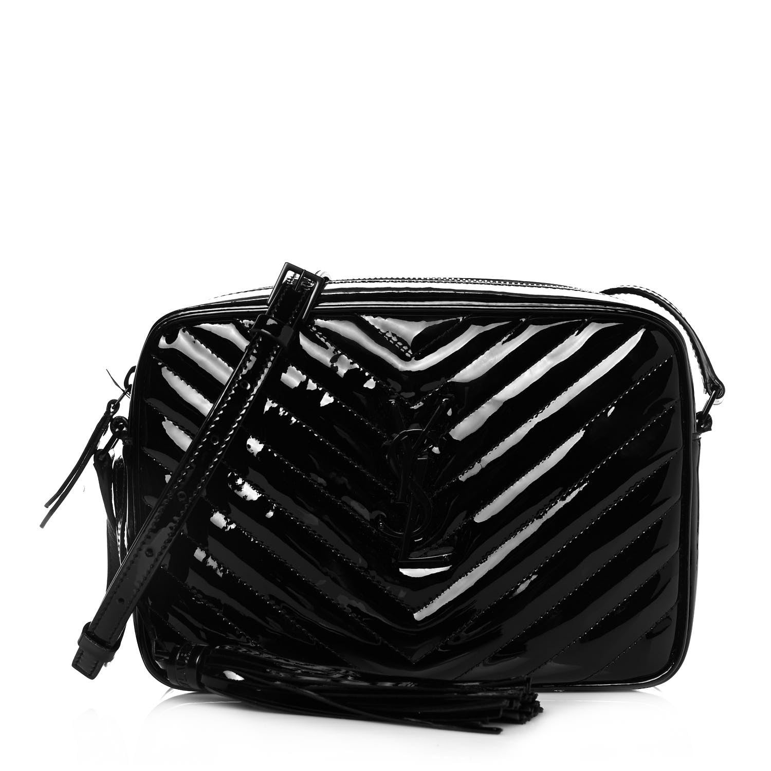 Saint Laurent Patent Calfskin Matelasse Monogram Lou Camera Bag Black 1 of 9