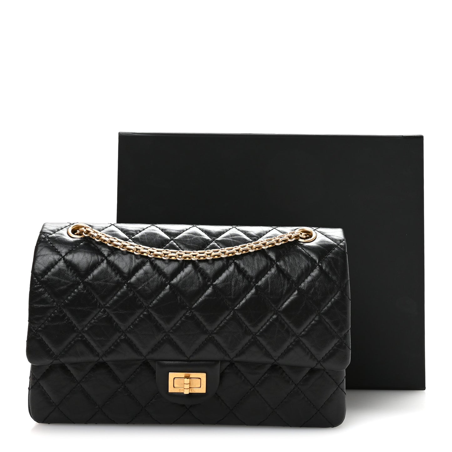Aged Calfskin Quilted 2.55 Reissue 226 Flap Black
