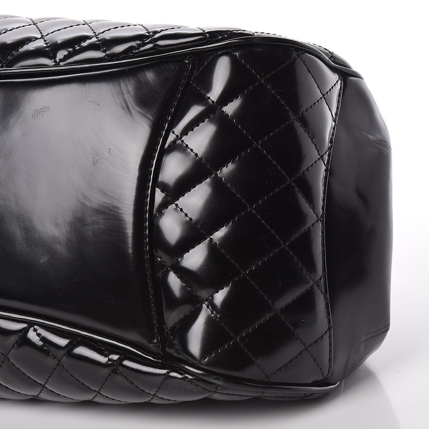 Glazed Calfskin Quilted Small Mademoiselle Frame Bag Black