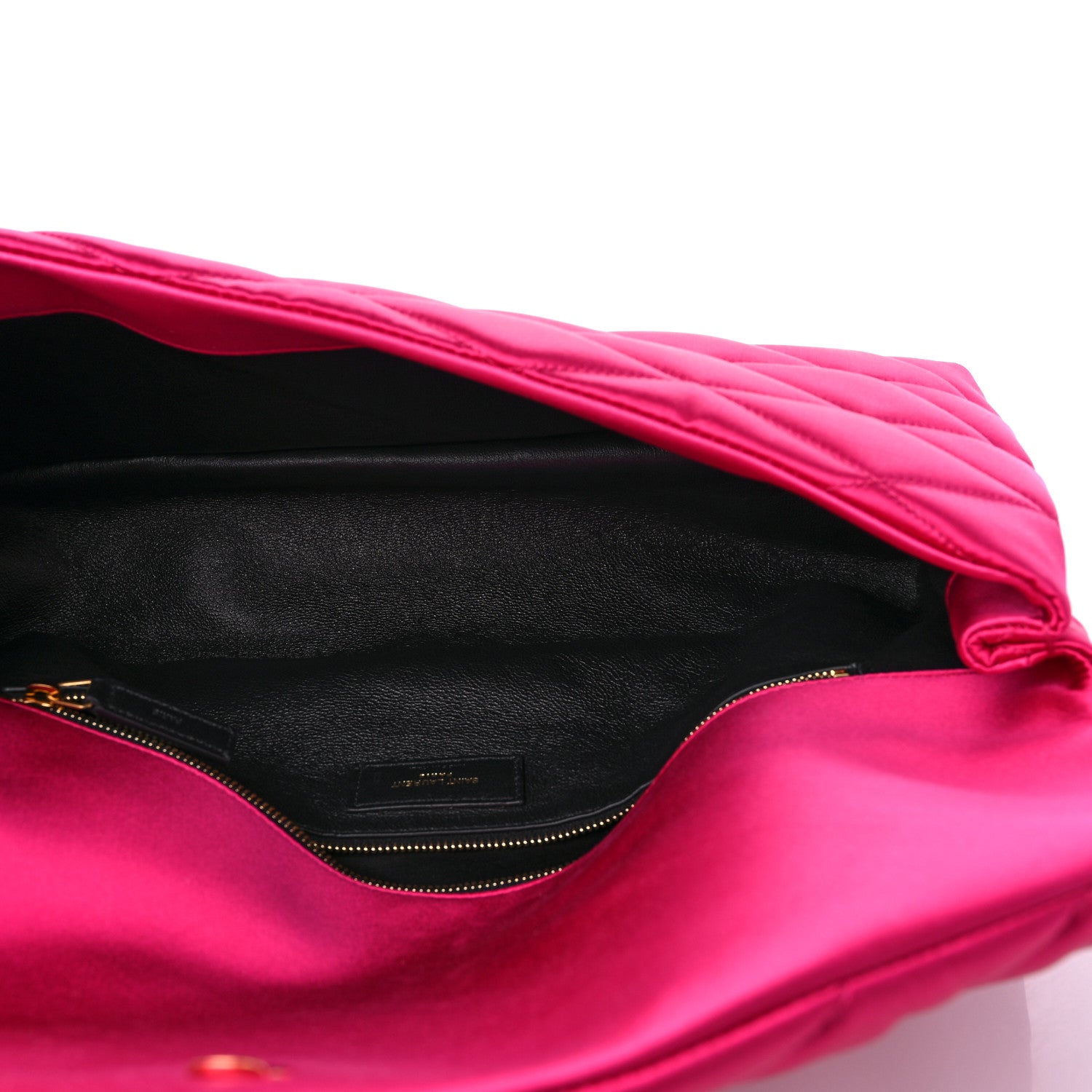 Saint Laurent Satin Quilted Sade Puffer Envelope Clutch Bubblegum 5 of 9