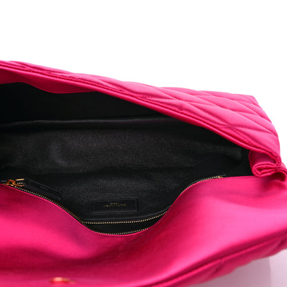 Saint Laurent Satin Quilted Sade Puffer Envelope Clutch Bubblegum 5 of 9