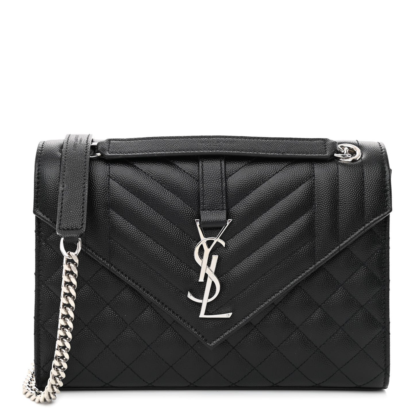 Grain De Poudre Textured Mixed Matelasse Triquilt Medium Monogram Satchel Black