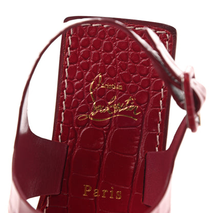 Christian Louboutin Calfskin Alligator Embossed Cubongo Flat Sandals 37.5 Persan 7 of 8