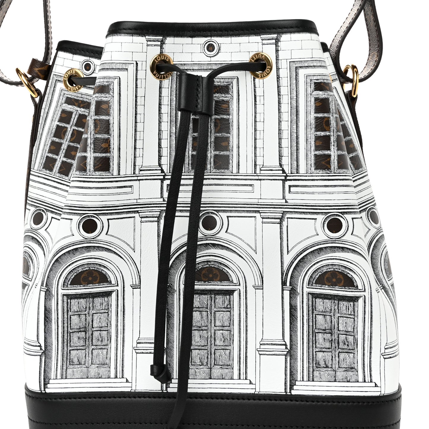 X FORNASETTI Calfskin Architettura Noe MM Black White