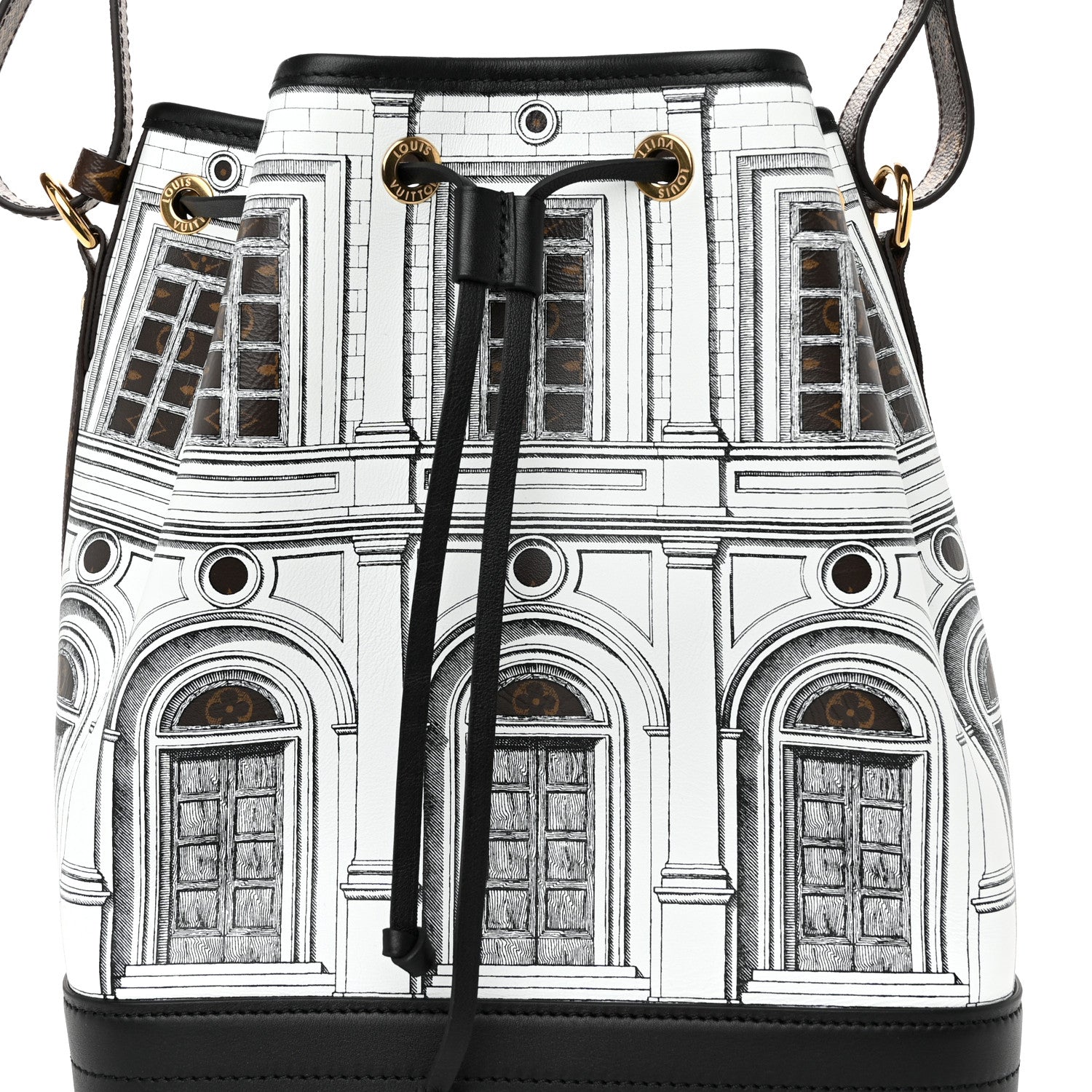 Louis Vuitton X FORNASETTI Calfskin Architettura Noe MM Black White 7 of 9