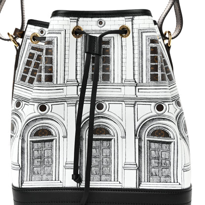 Louis Vuitton X FORNASETTI Calfskin Architettura Noe MM Black White 7 of 9