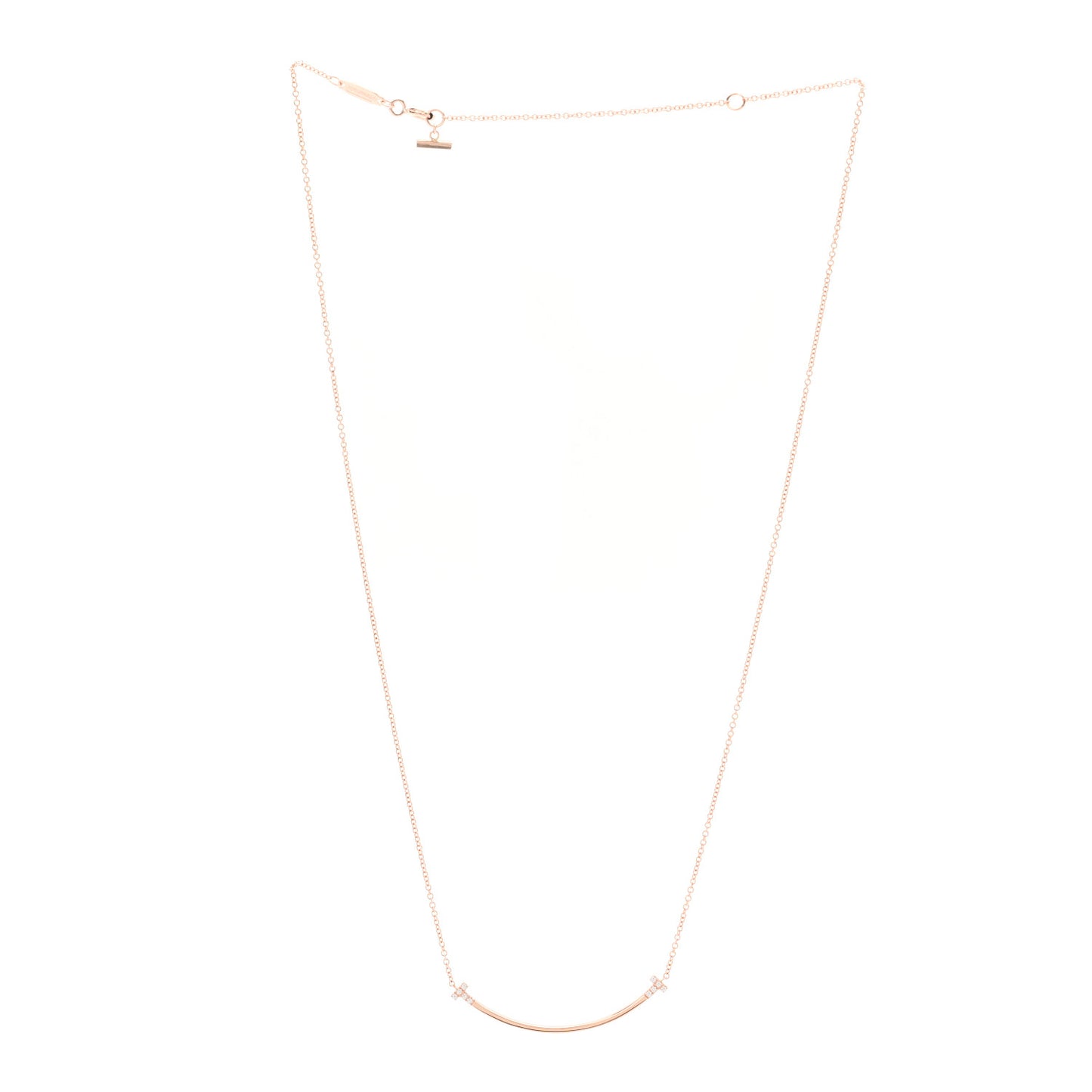 18K Rose Gold Diamond .03ctw Small T Smile Pendant Necklace