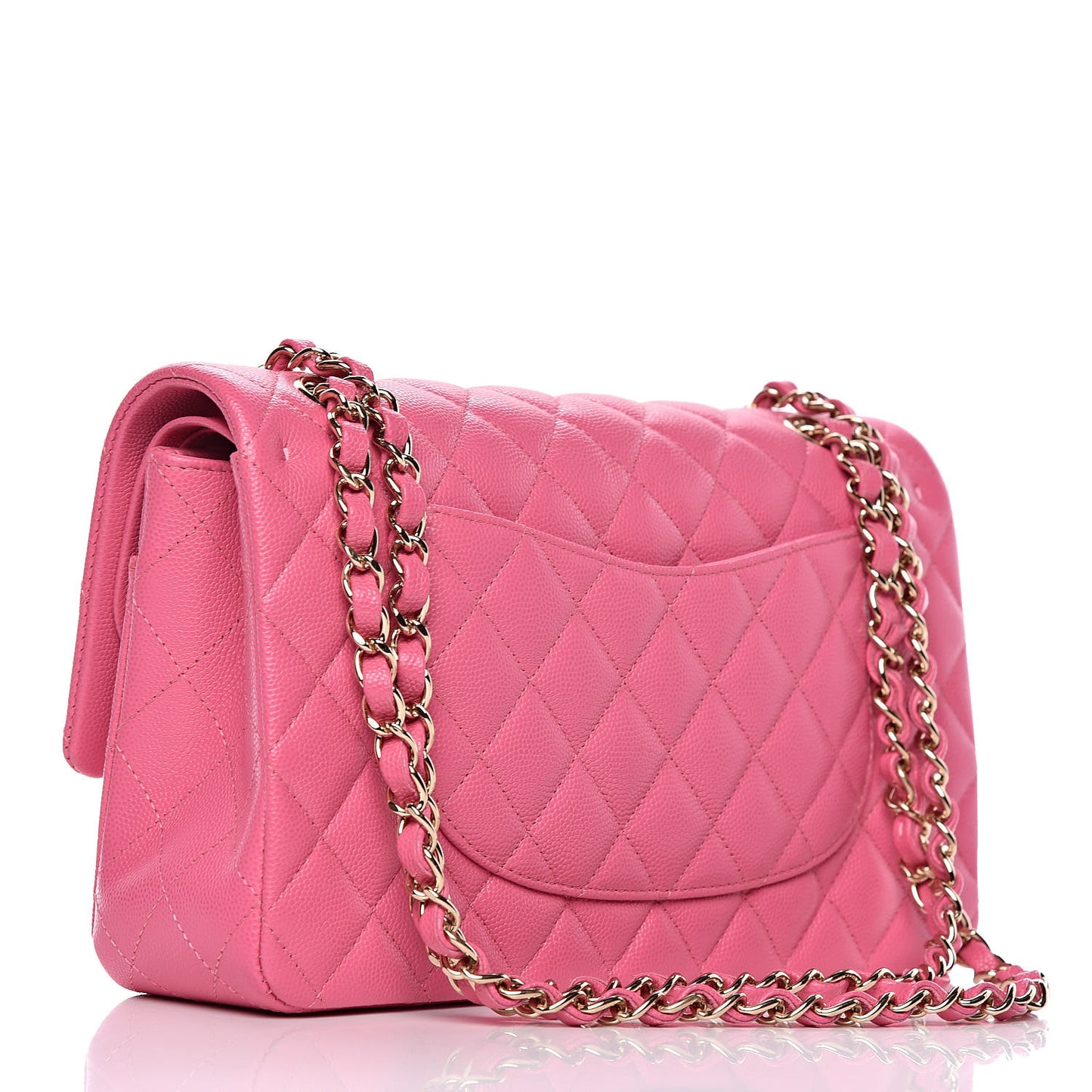 Caviar Quilted Medium Double Flap Pink
