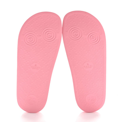 Gucci Rubber GG Monogram Perforated Womens Slide Sandals 37 Rose Box 6 of 8