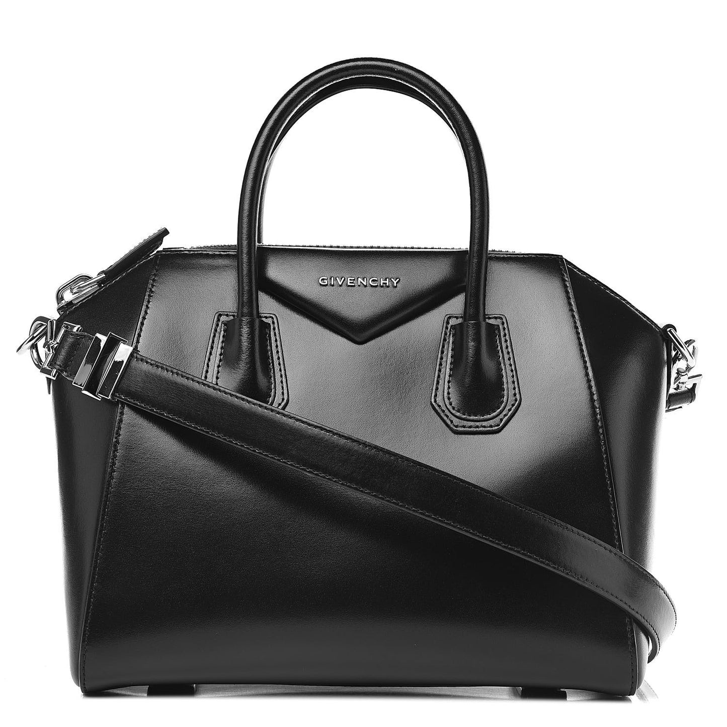 Shiny Lord Calfskin Small Antigona Black