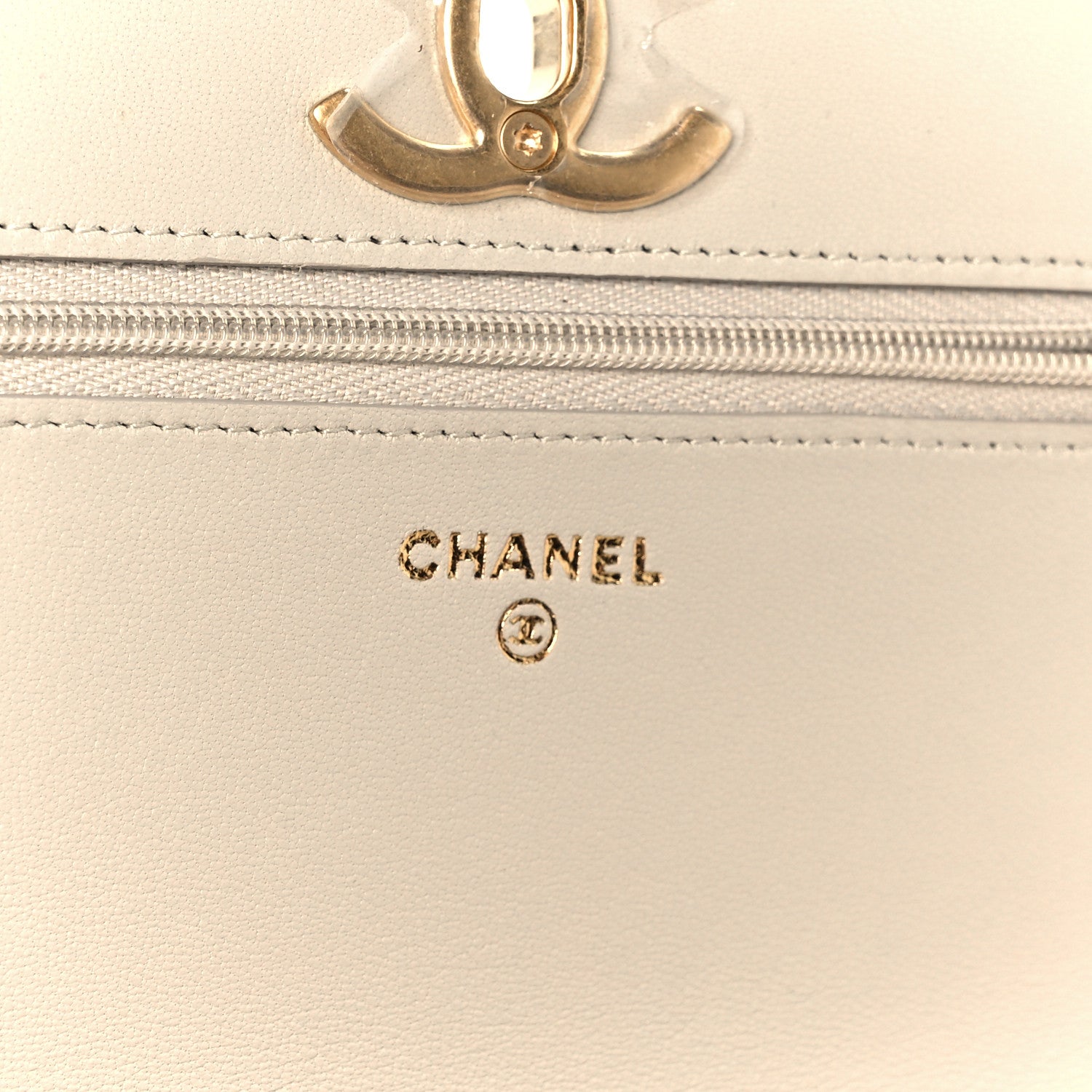 Chanel Lambskin Quilted CC Wallet on Chain WOC Light Beige 6 of 12