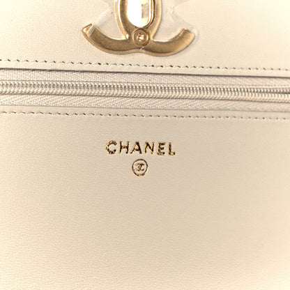 Chanel Lambskin Quilted CC Wallet on Chain WOC Light Beige 6 of 12