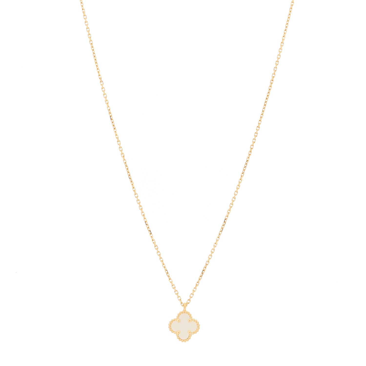 Van Cleef & Arpels 18K Yellow Gold Mother of Pearl Sweet Alhambra Pendant Necklace 1 of 4