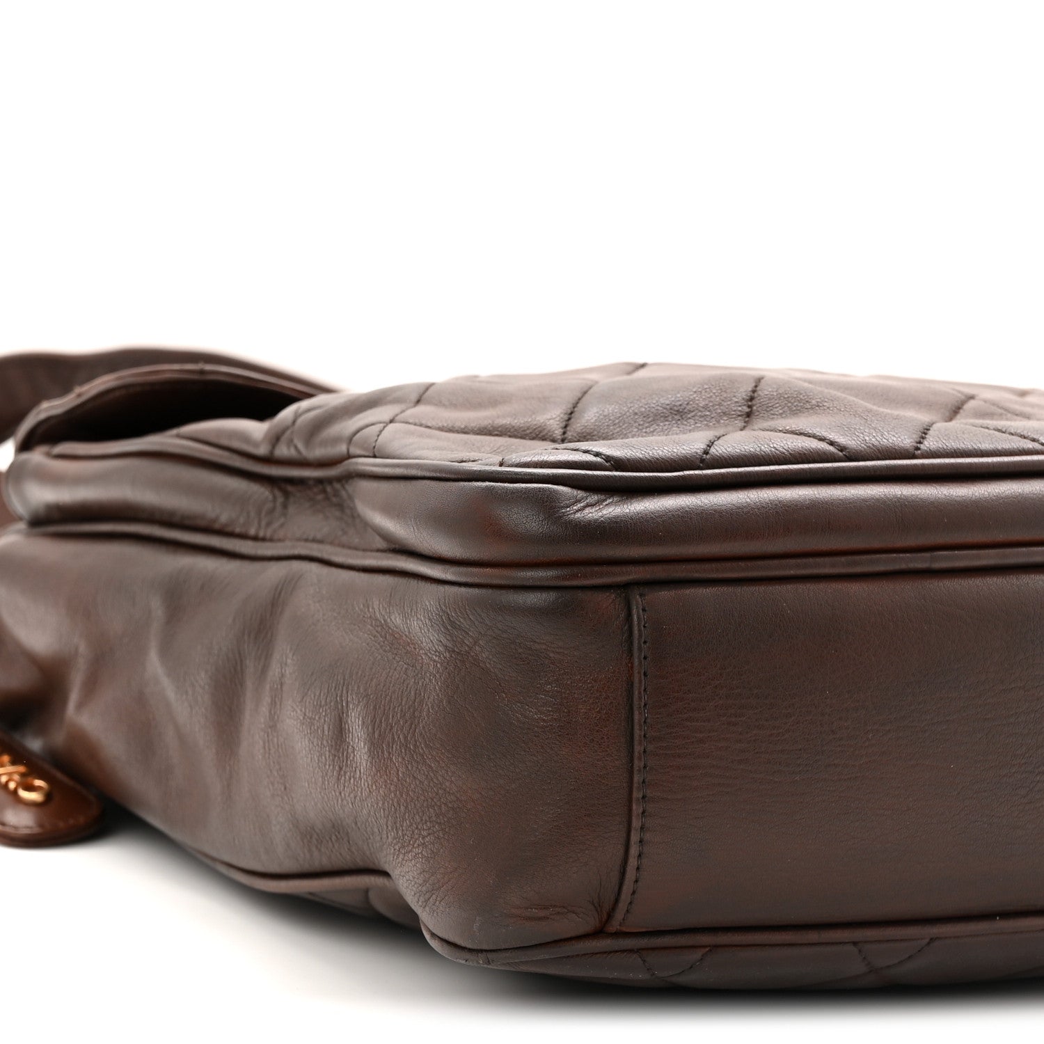 Chanel Lambskin Quilted Front Pocket Shopping Tote Brown 9 of 11