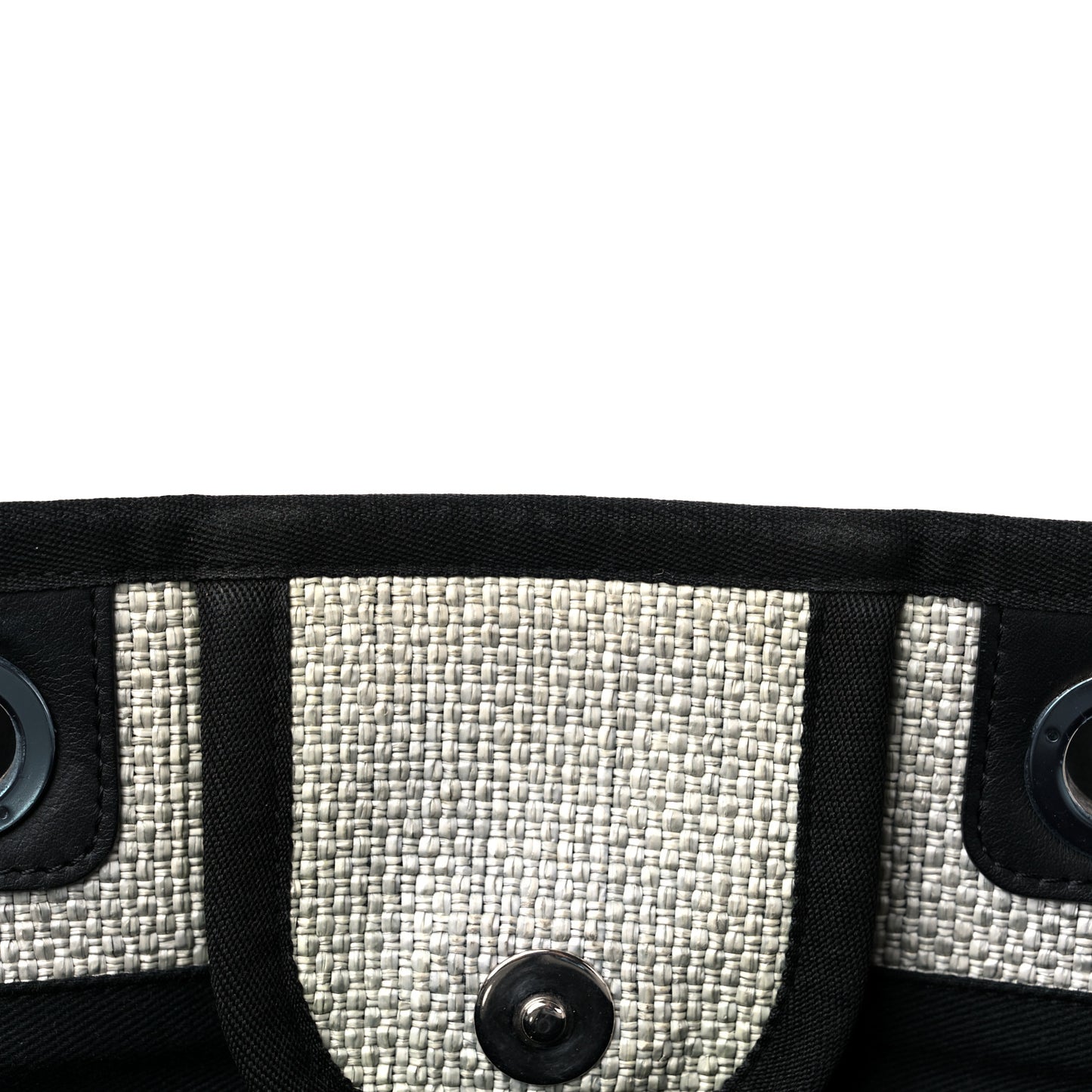 Woven Straw Raffia Medium Deauville Tote Grey