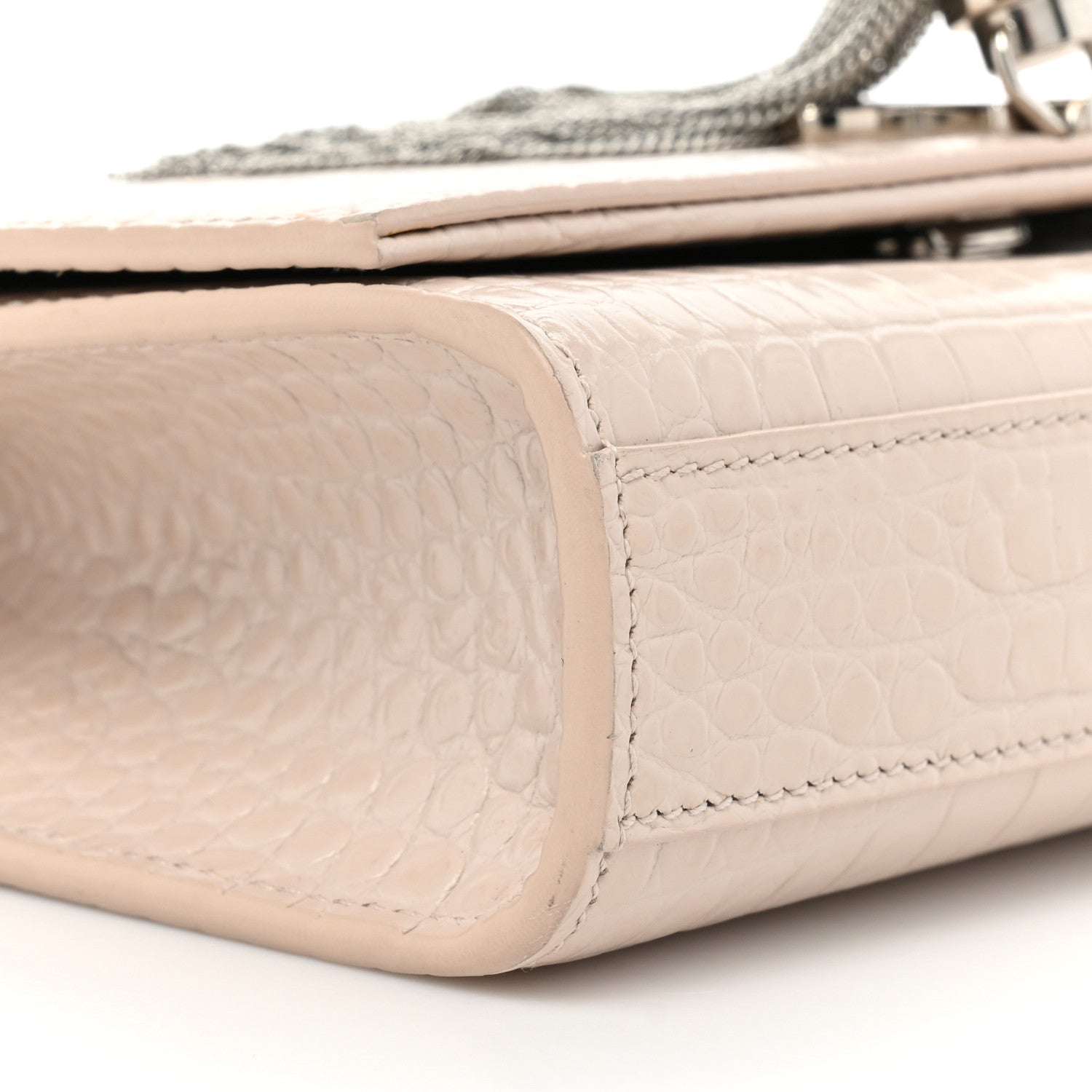 Saint Laurent Calfskin Crocodile Embossed Small Classic Monogram Kate Tassel Satchel Crema Soft 8 of 22