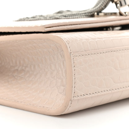 Saint Laurent Calfskin Crocodile Embossed Small Classic Monogram Kate Tassel Satchel Crema Soft 8 of 22