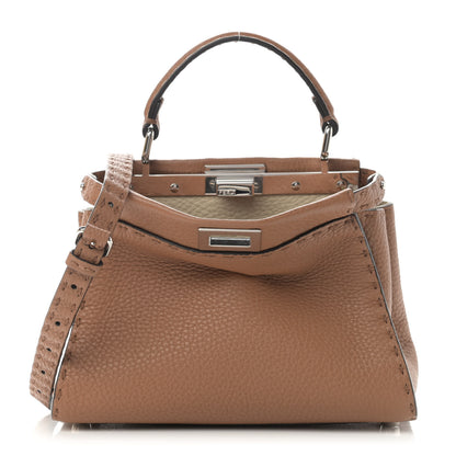 Fendi Cuoio Romano Selleria Bi-Color Mini Peekaboo Iconic Satchel Mou Milk 1 of 14