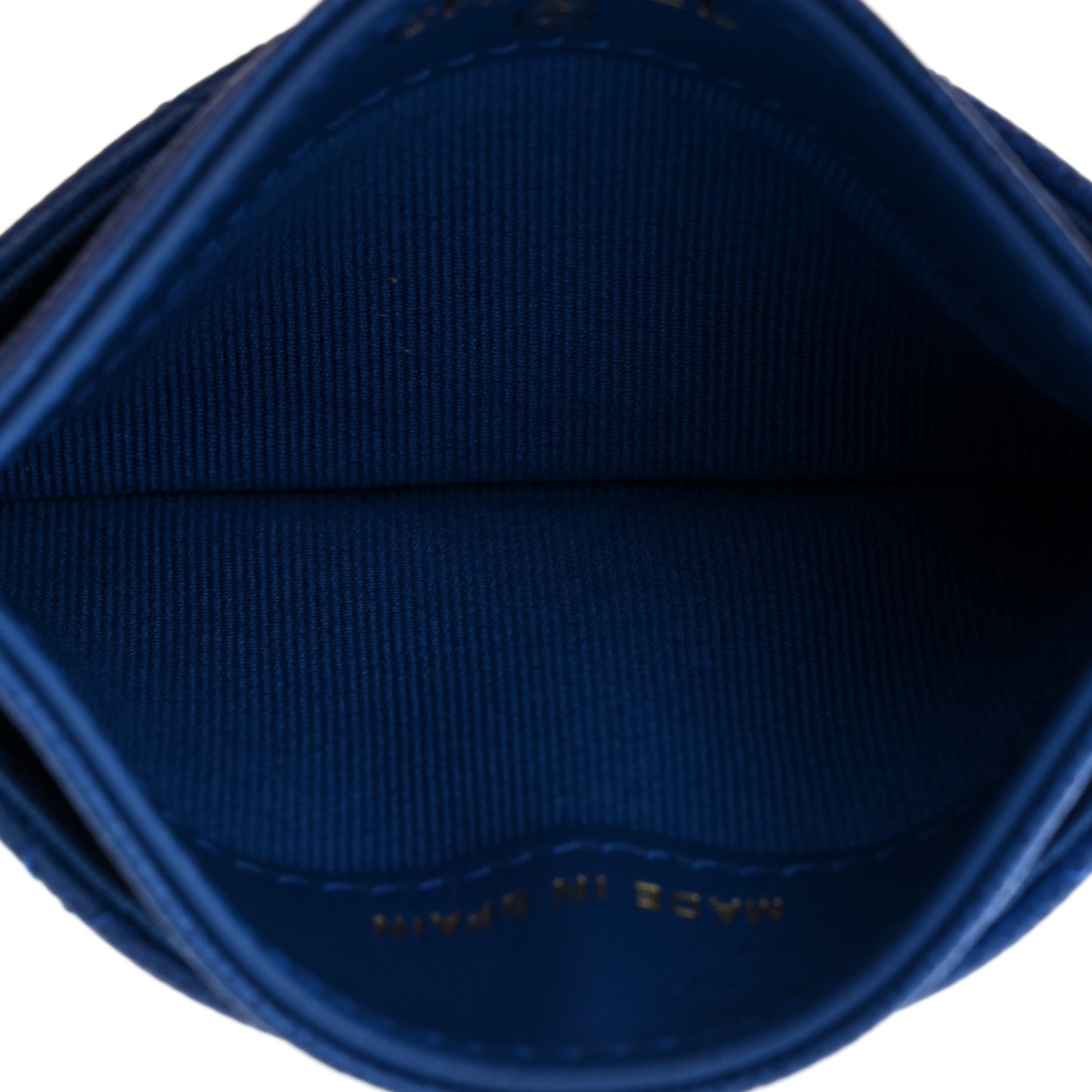 Caviar Quilted Studded CC Card Holder Blue