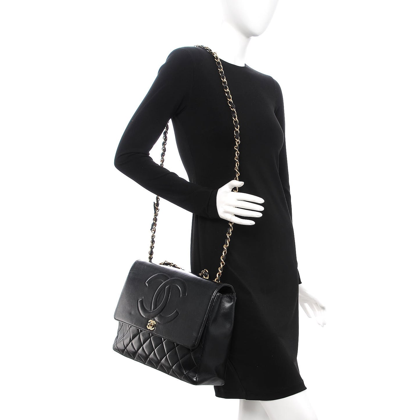 Lambskin Jumbo CC Single Flap Black