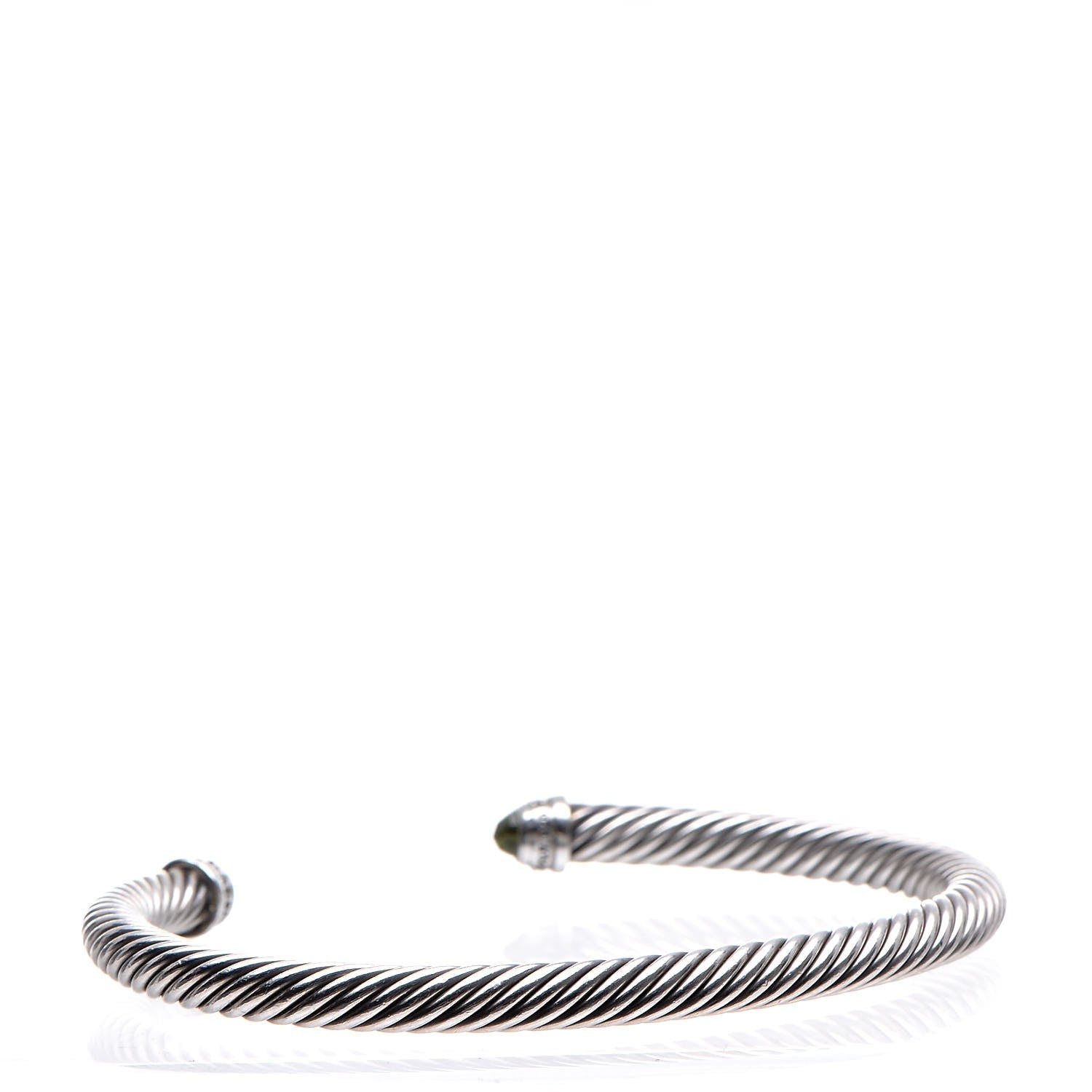 David Yurman Sterling Silver Diamond Peridot 5mm Cable Classics Bracelet 3 of 5
