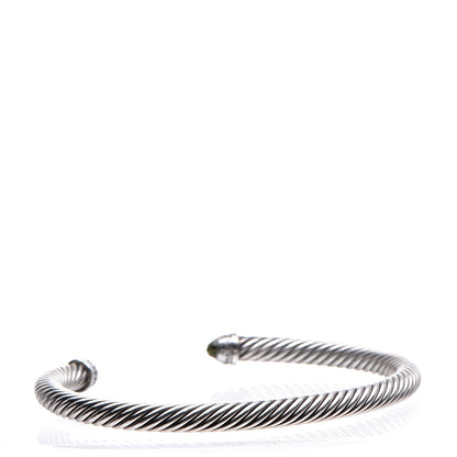 David Yurman Sterling Silver Diamond Peridot 5mm Cable Classics Bracelet 3 of 5