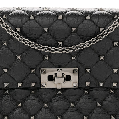 Valentino Garavani Craquele Nappa Medium Rockstud Spike Shoulder Bag Black 7 of 11