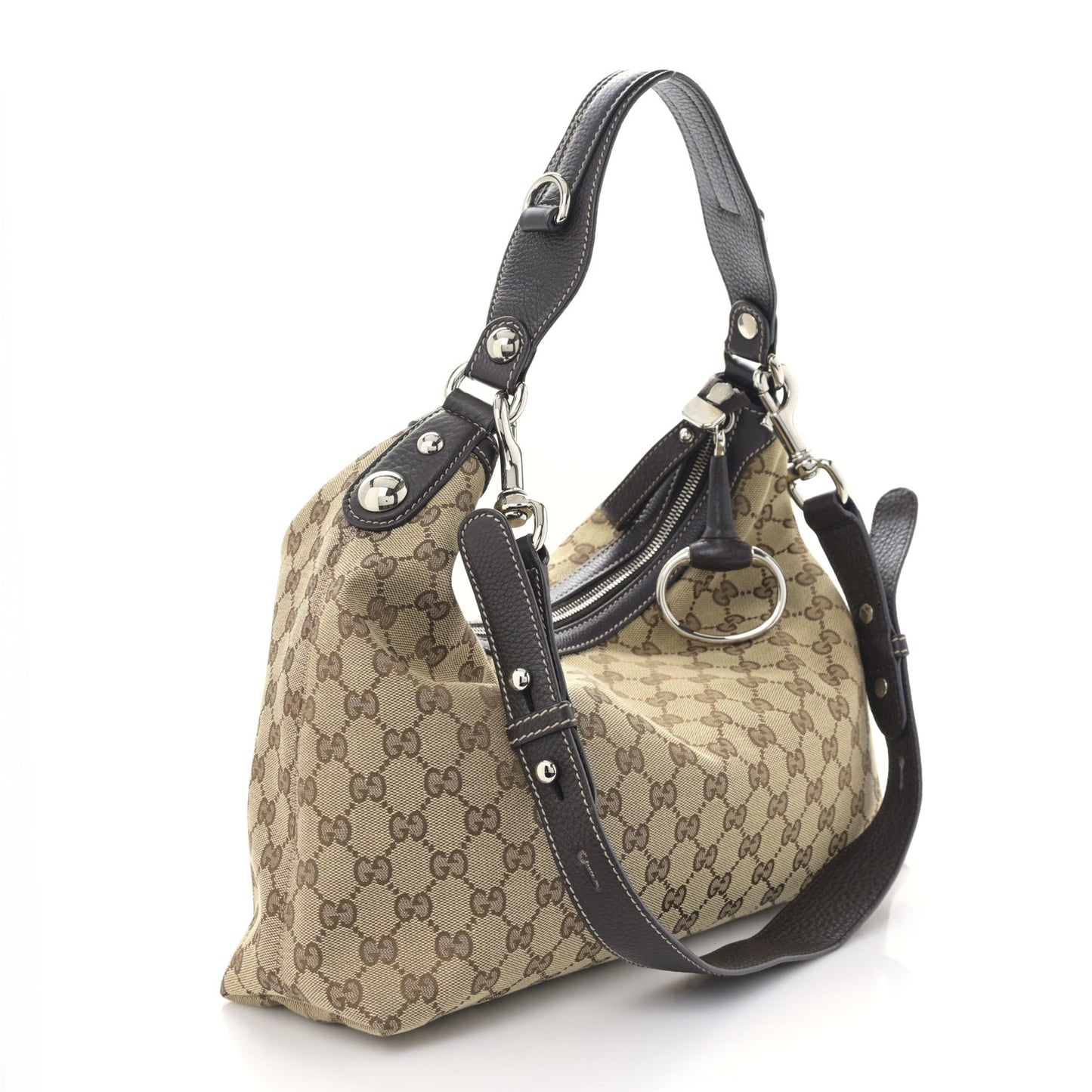 Monogram Medium Icon Bit Hobo Dark Brown