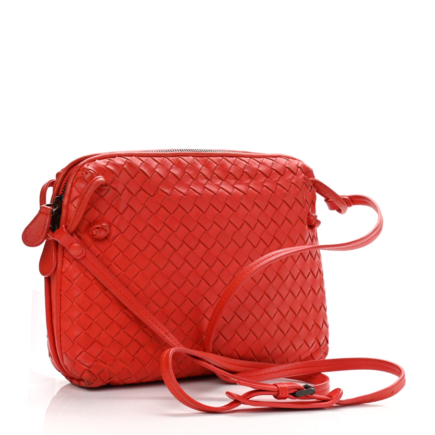 Nappa Intrecciato Nodini Crossbody Messenger Red