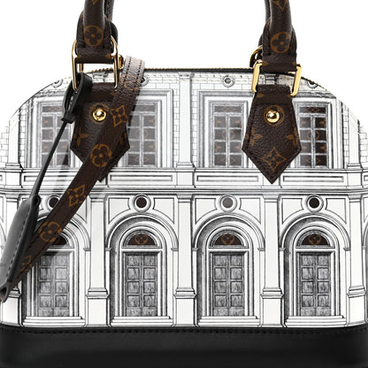Louis Vuitton X FORNASETTI Calfskin Architettura Alma BB Black White 8 of 10