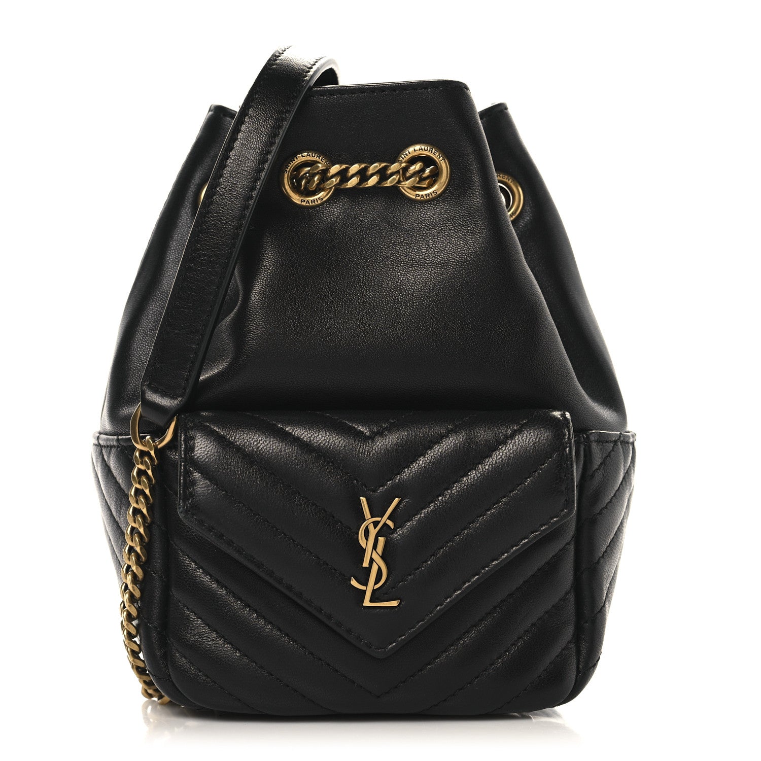 Saint Laurent Lambskin Matelasse Monogram Joe Nano Bucket Bag Black 1 of 11