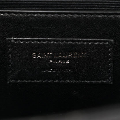 Saint Laurent Grain De Poudre Textured Mixed Matelasse Triquilt Medium Monogram Monochrome Satchel Black 6 of 12