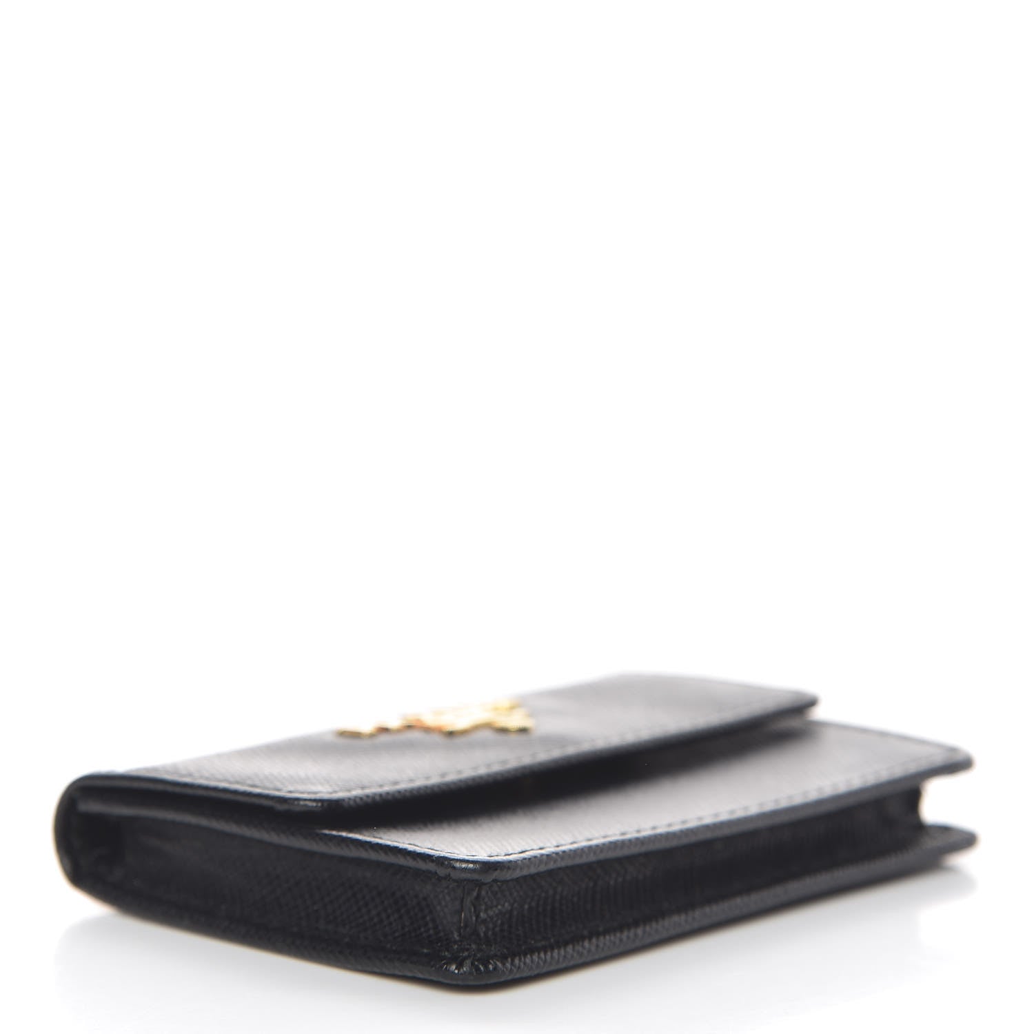 Prada Saffiano Metal Flap Card Holder Black 4 of 8