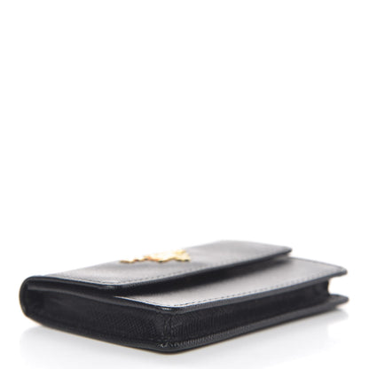 Prada Saffiano Metal Flap Card Holder Black 4 of 8
