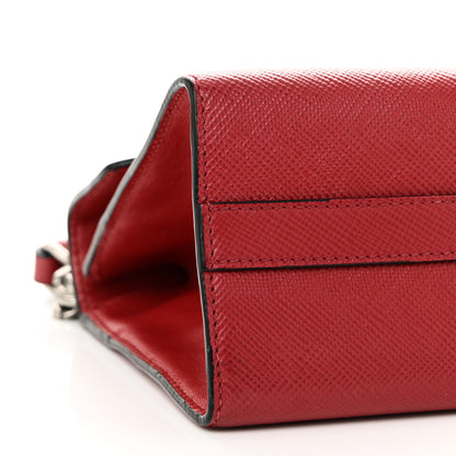 Prada Saffiano Cuir Calfskin Monochrome Envelope Flap Chain Shoulder Bag Fuoco 8 of 9