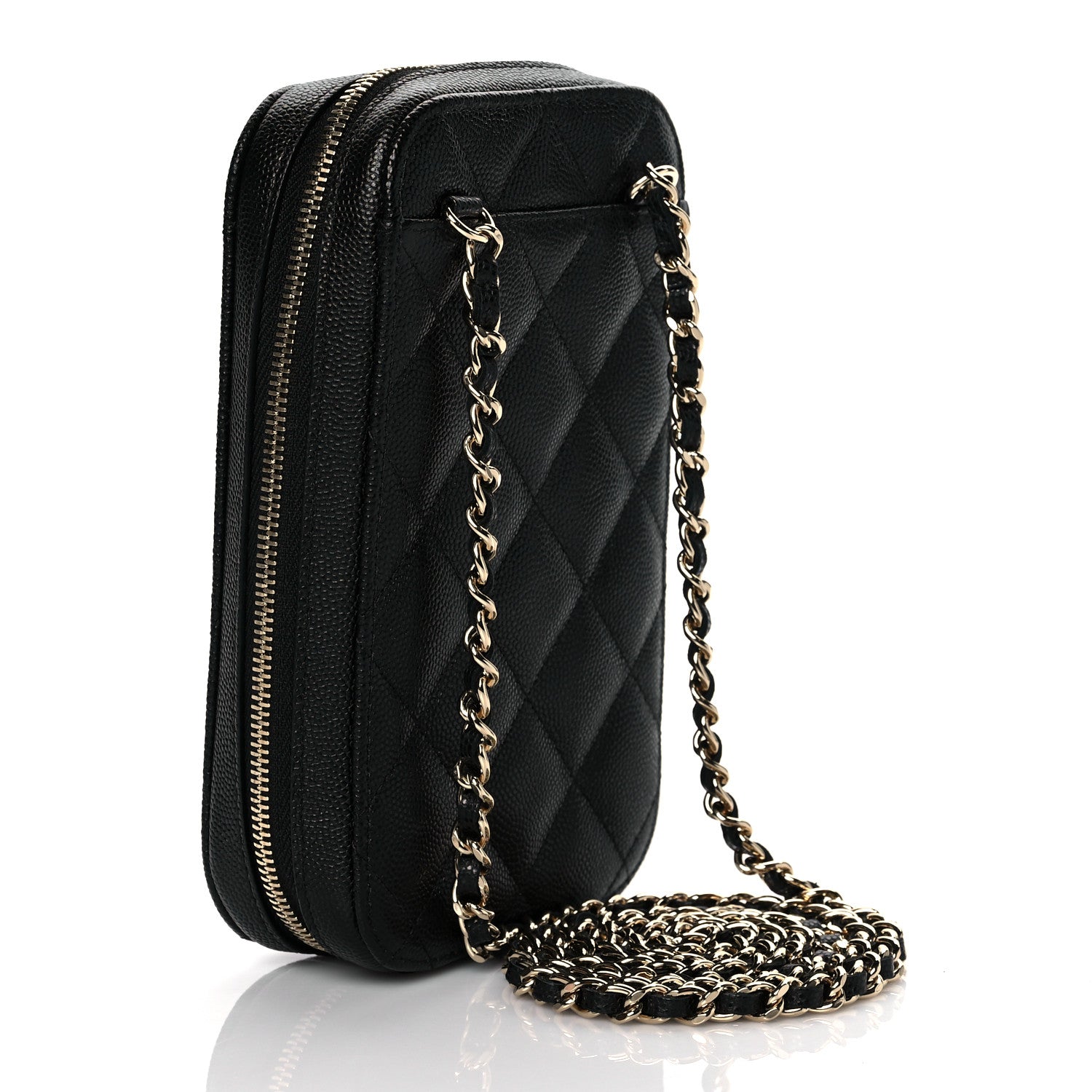 Chanel Caviar Quilted Phone Holder Wallet On Chain WOC Black 2 of 9