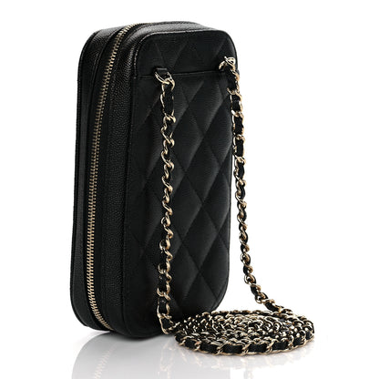 Chanel Caviar Quilted Phone Holder Wallet On Chain WOC Black 2 of 9
