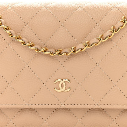 Chanel Caviar Quilted Wallet On Chain WOC Beige 9 of 12