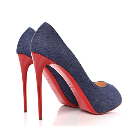 Christian Louboutin Denim Patent New Very Prive 120 Pumps 40 Blue 4 of 7