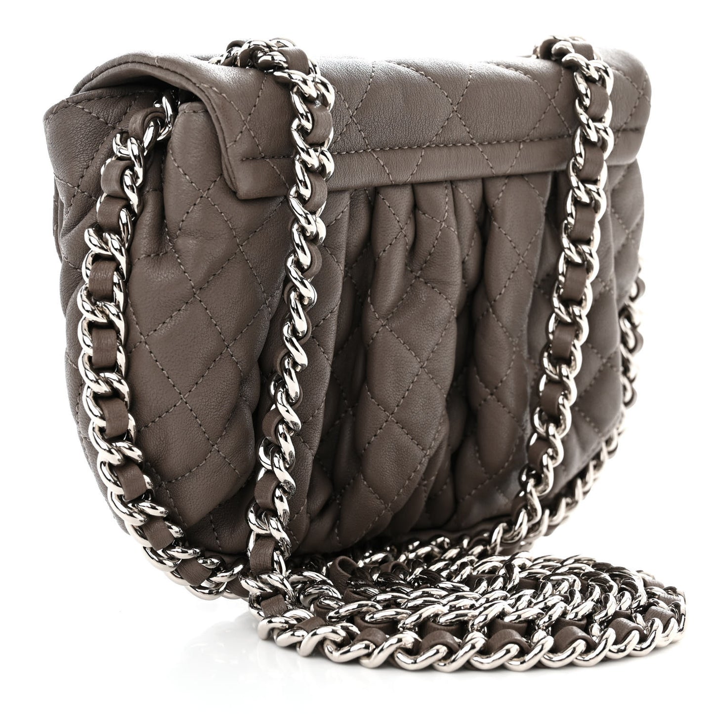 Washed Lambskin Quilted Mini Chain Around Flap Taupe