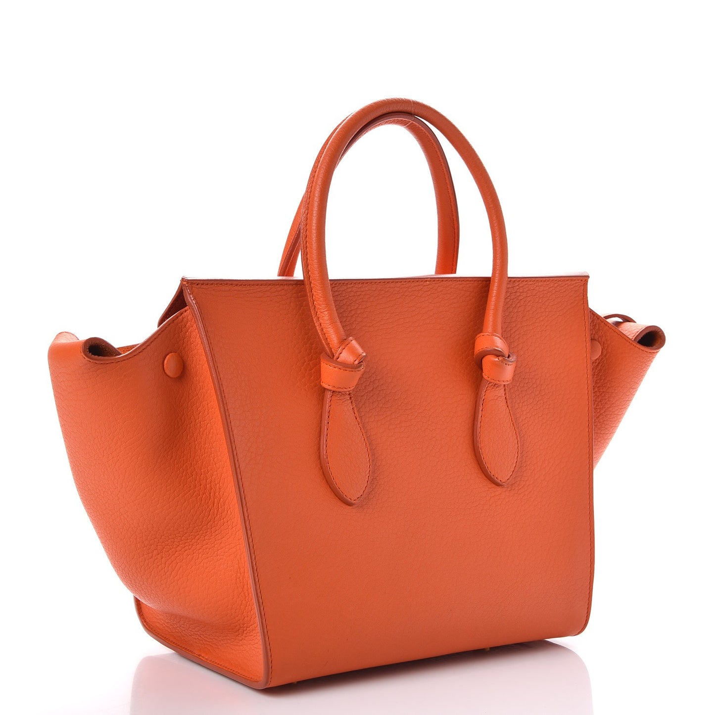 Crisped Calfskin Mini Tie Knot Tote Burnt Orange