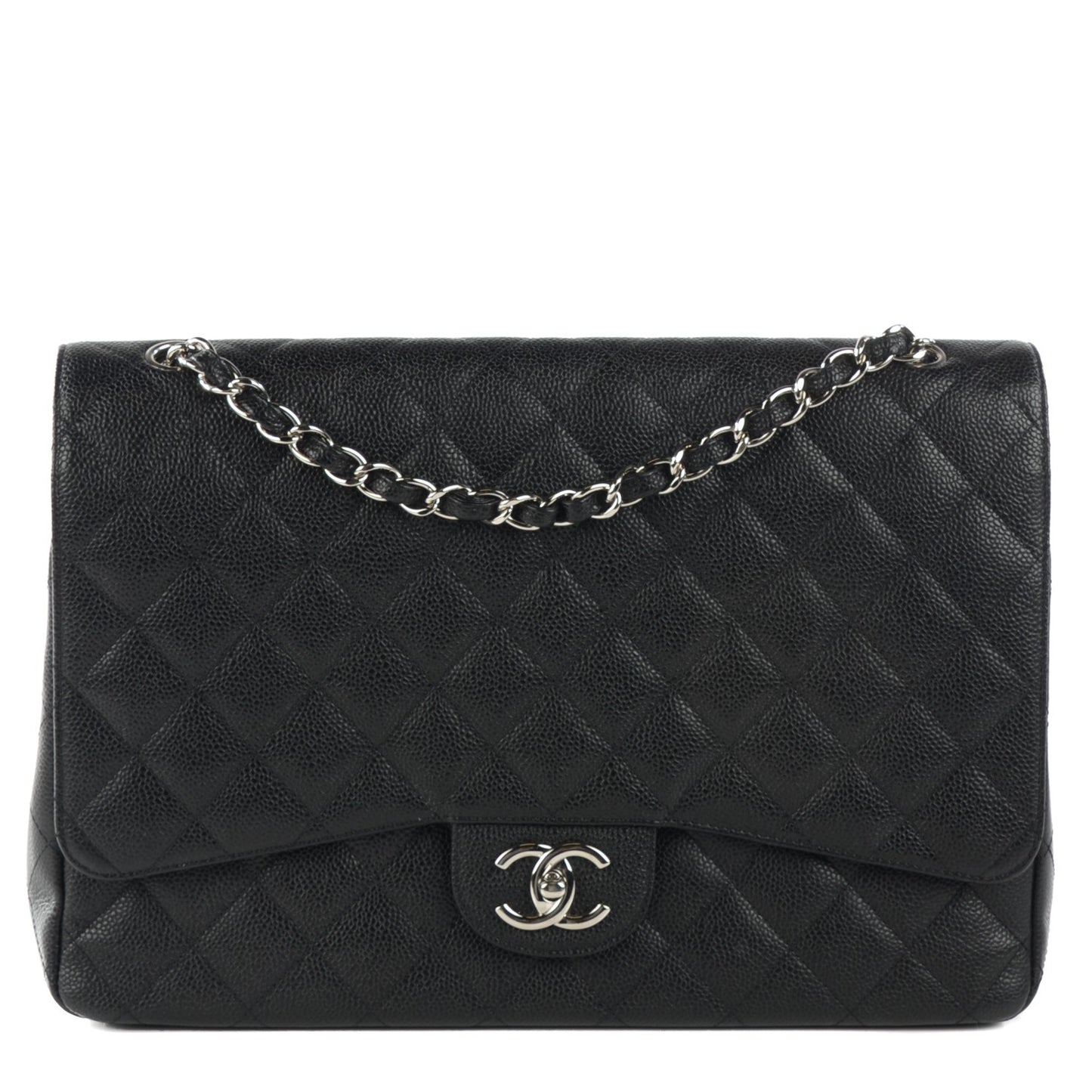 Caviar Quilted Maxi Double Flap Black