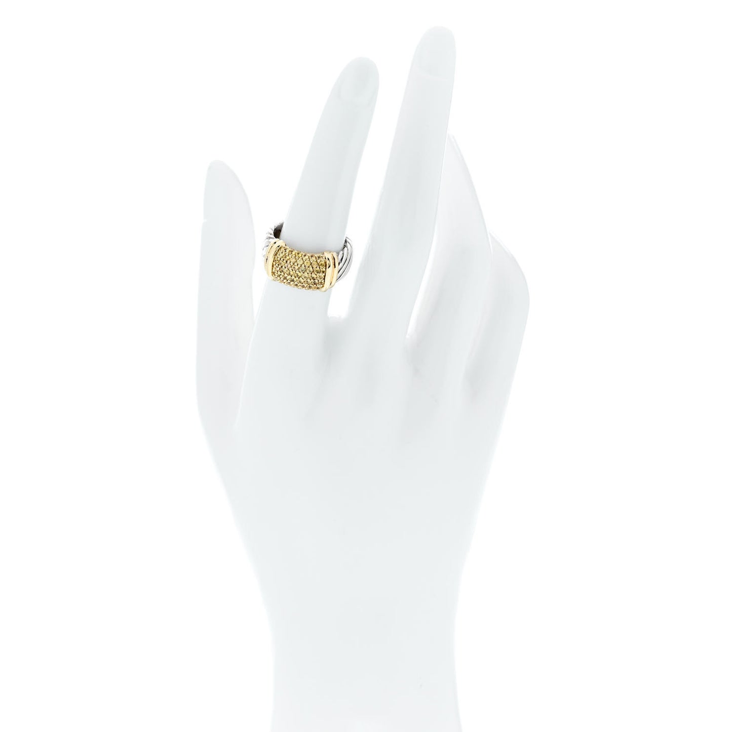 Sterling Silver 18K Yellow Gold Yellow Sapphire 10mm Metro Cable Ring 54 7