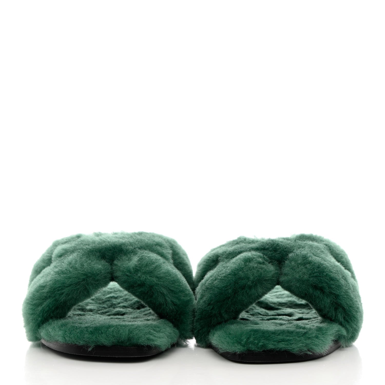Hermes Woolskin Oran Sandals 38.5 Vert Anglais 2 of 8