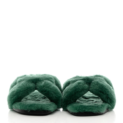 Hermes Woolskin Oran Sandals 38.5 Vert Anglais 2 of 8