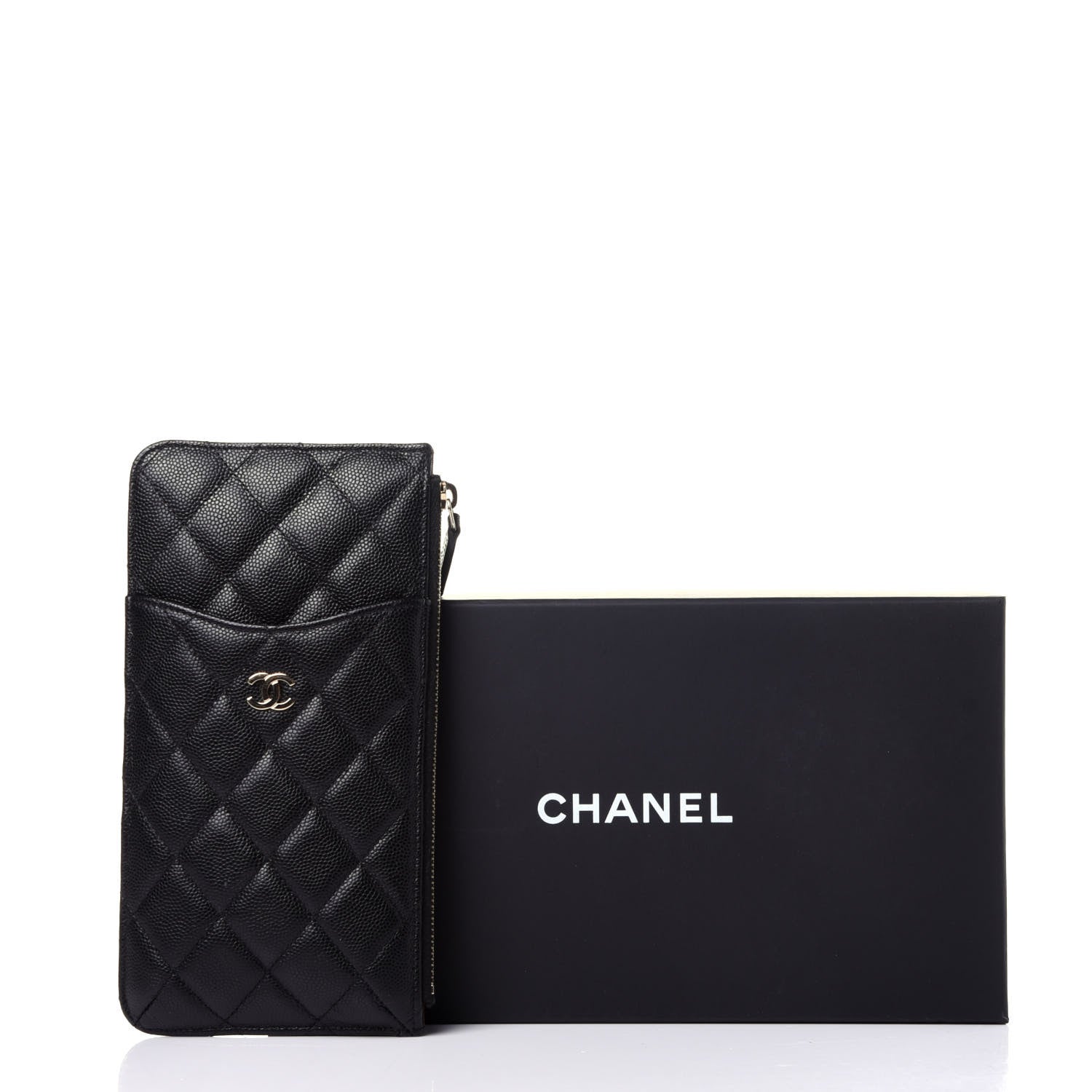 Chanel Caviar Quilted Classic Flat Wallet Pouch Black 21 of 22
