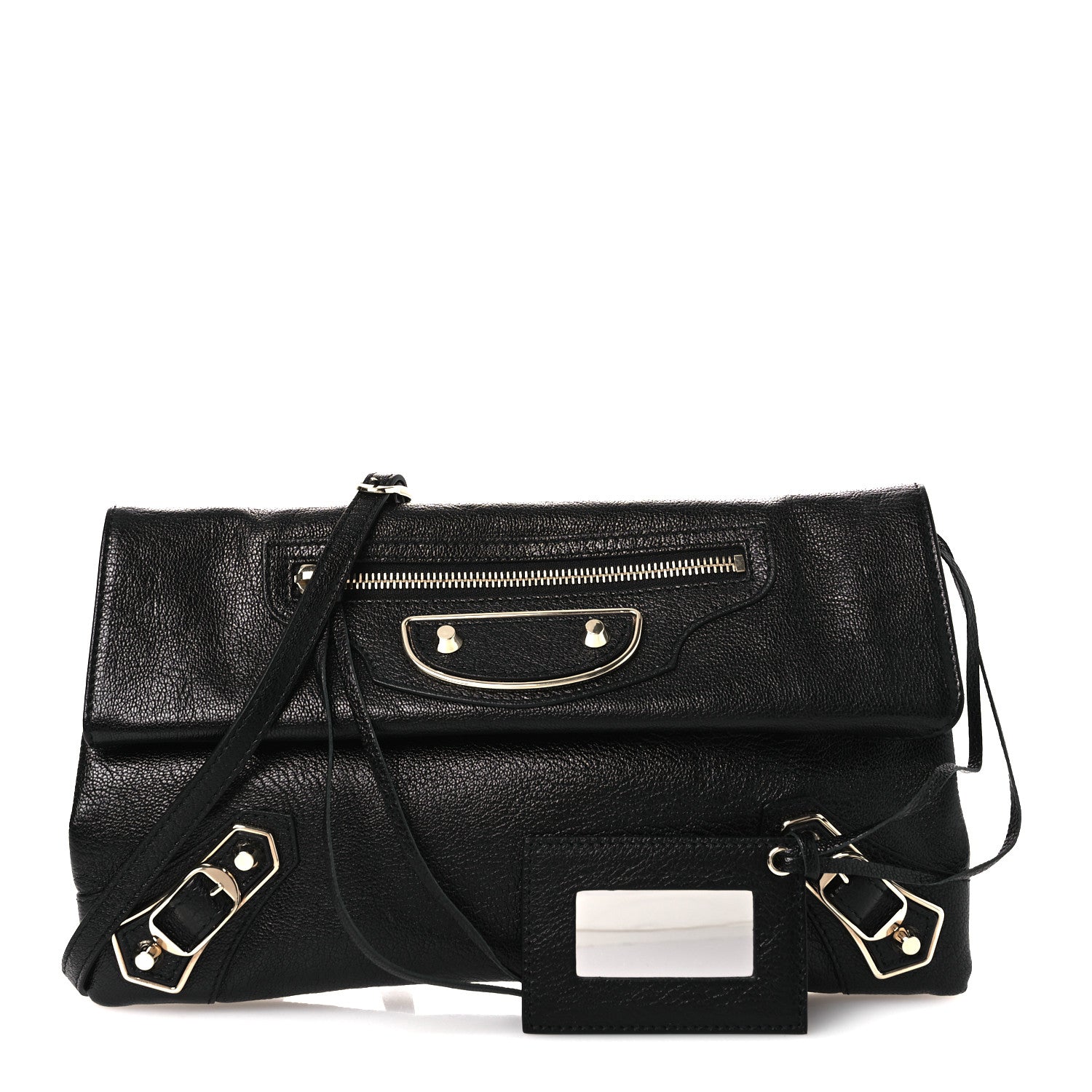 Balenciaga Chevre Gold Metallic Edge Hardware Envelope Clutch Black 3 of 12