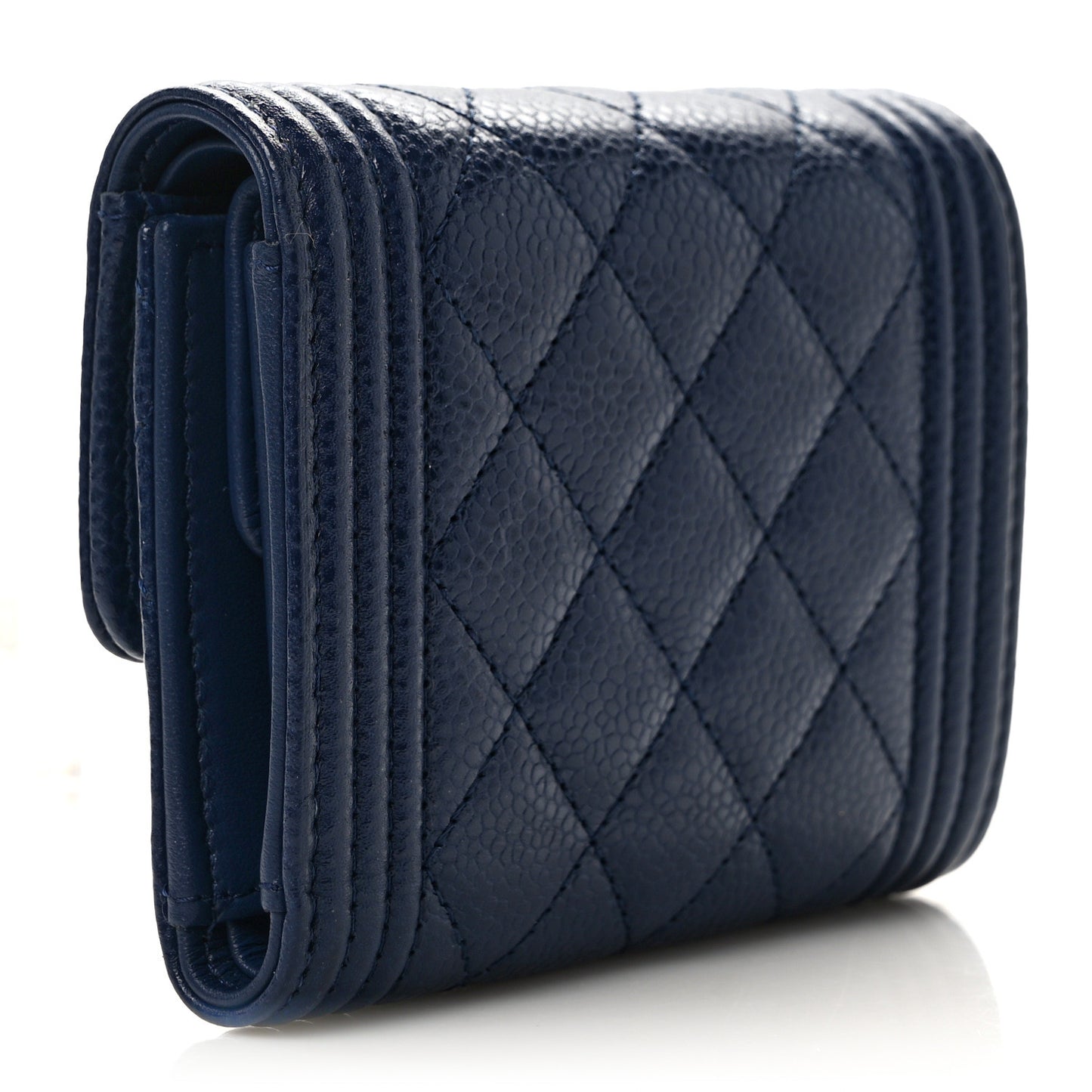 Caviar Quilted Compact Boy Wallet Blue
