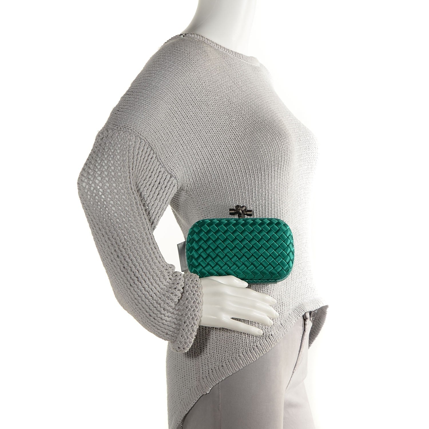 Bottega Veneta Satin Intreccio Impero Ayers Knot Clutch 2 of 7