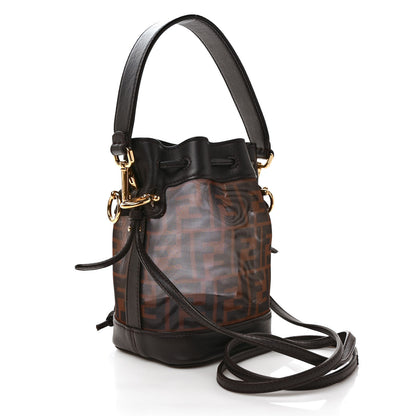 Fendi Mesh Vitello Grace F is Fendi FF 1974 Mini Mon Tresor Bucket Bag Marrone Black Ebano 3 of 8